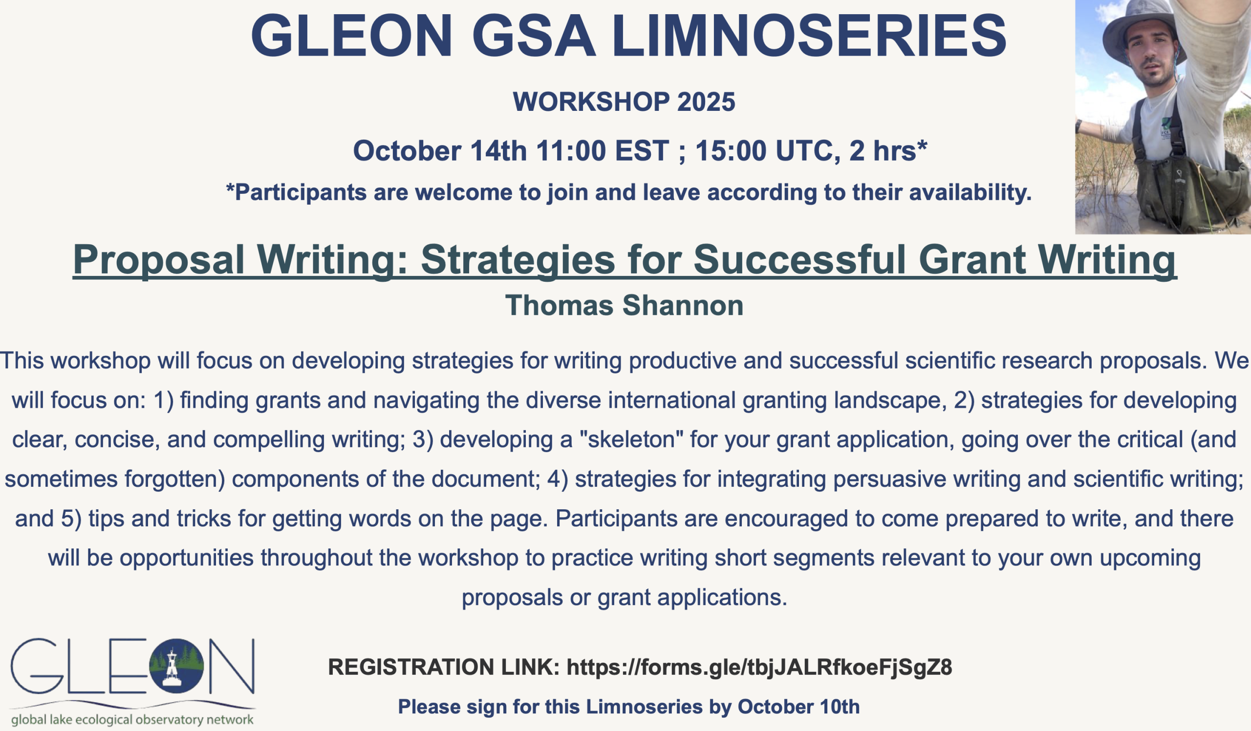 GSA_limnse2025_October Image: GSA Limnoseries Proposal Writing Workshop.
