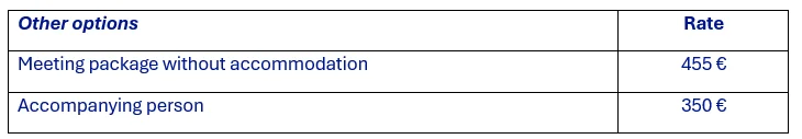 Image: G2026 meeting package rates without overnight accommodations.