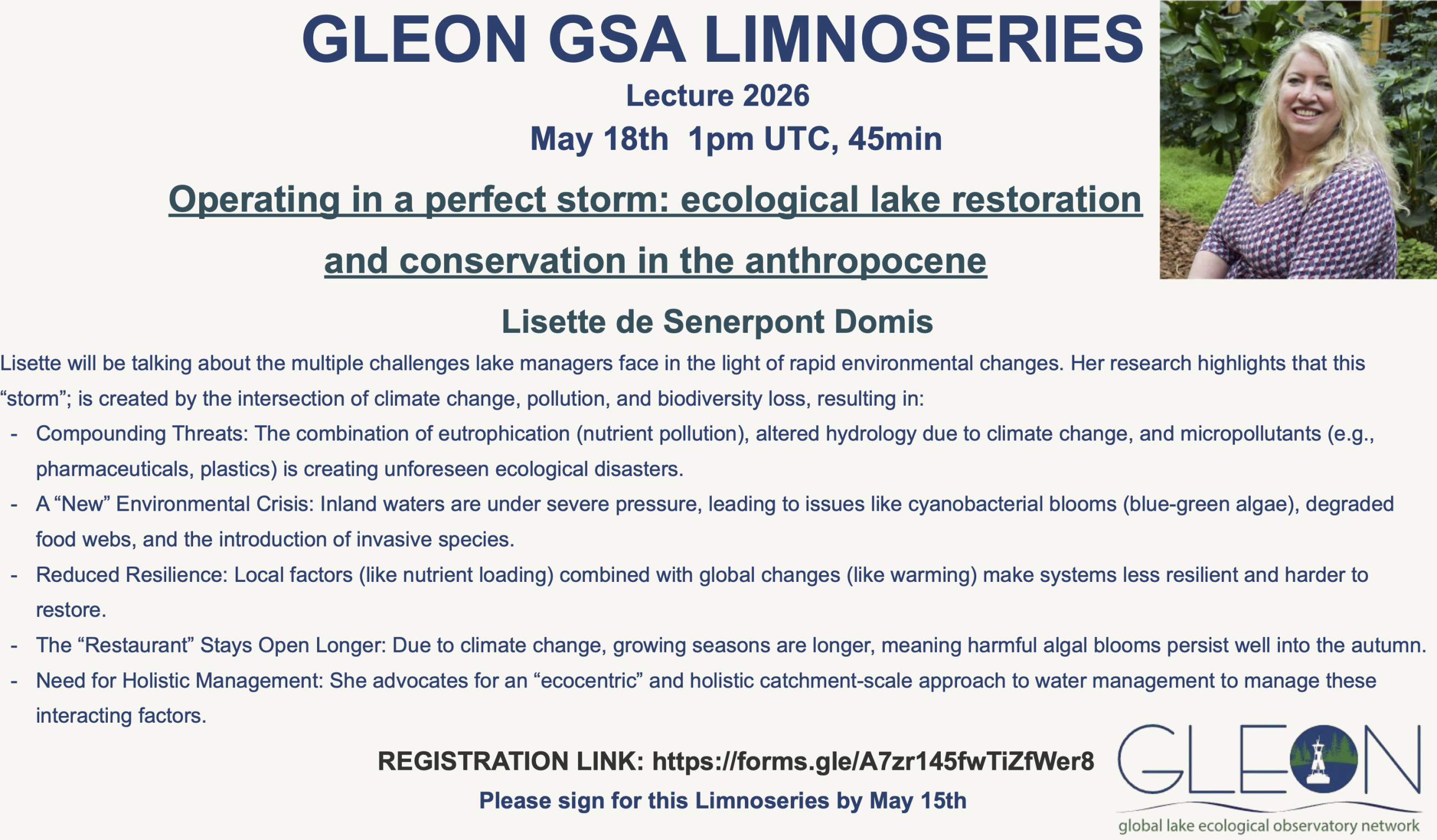 Image: Limnoseres Lecture flyer May 2026.
